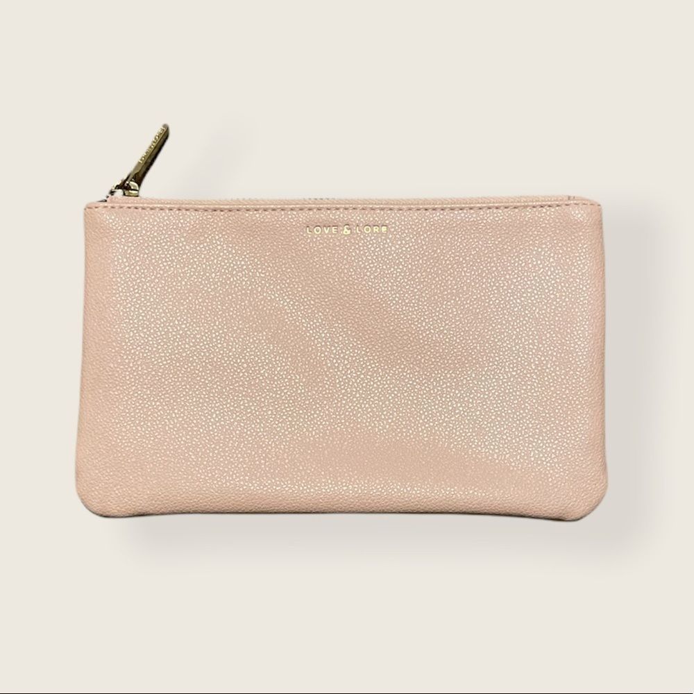 Love & Lore Light Pink Zip Shimmer Makeup Bag
